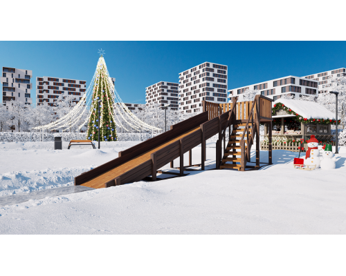 Зимняя горка ЛЕГЕНДА ЛЕСА ПОЛЯРНАЯ ЗВЕЗДА 5 Золотой Тик-Орех (скат 5м)